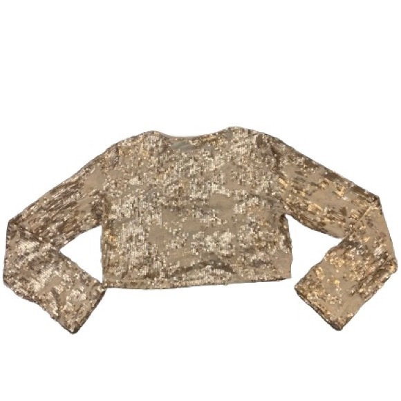 FASHION NOVA Gold mesh shirt with gold sequins - Picture 4 of 4